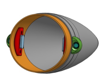 PDR CAD showing camera positioning inside the nose cone coupler