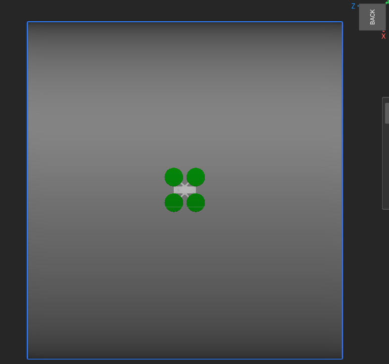 nTop CFD setup showing propeller circles above the quadcopter frame