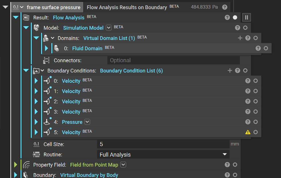 nTop Flow Analysis Results by Boundaries frame-pressure readout