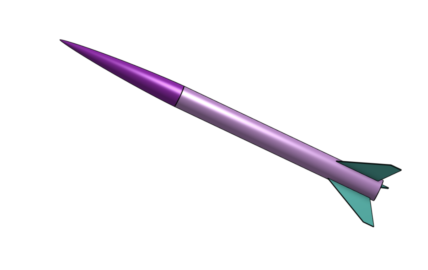 OnShape CAD model of the full rocket assembly